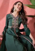 Load image into Gallery viewer, Green Silk Readymade Pakistani Suit
