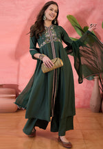 Load image into Gallery viewer, Green Silk Readymade Pakistani Suit
