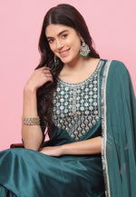 Load image into Gallery viewer, Green Silk Readymade Pakistani Suit
