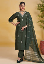 Load image into Gallery viewer, Green Silk Readymade Pant Style Suit
