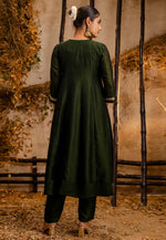 Load image into Gallery viewer, Green Silk Readymade Pant Style Suit
