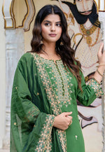 Load image into Gallery viewer, Green Silk Readymade Pant Style Suit
