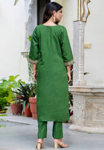 Load image into Gallery viewer, Green Silk Readymade Pant Style Suit
