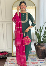 Load image into Gallery viewer, Green Silk Readymade Pant Style Suit
