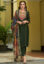 Load image into Gallery viewer, Green Silk Readymade Pant Style Suit

