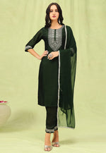 Load image into Gallery viewer, Green Silk Readymade Pant Style Suit
