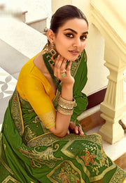Green Silk Saree With Blouse