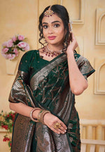 Load image into Gallery viewer, Green Silk Saree With Blouse

