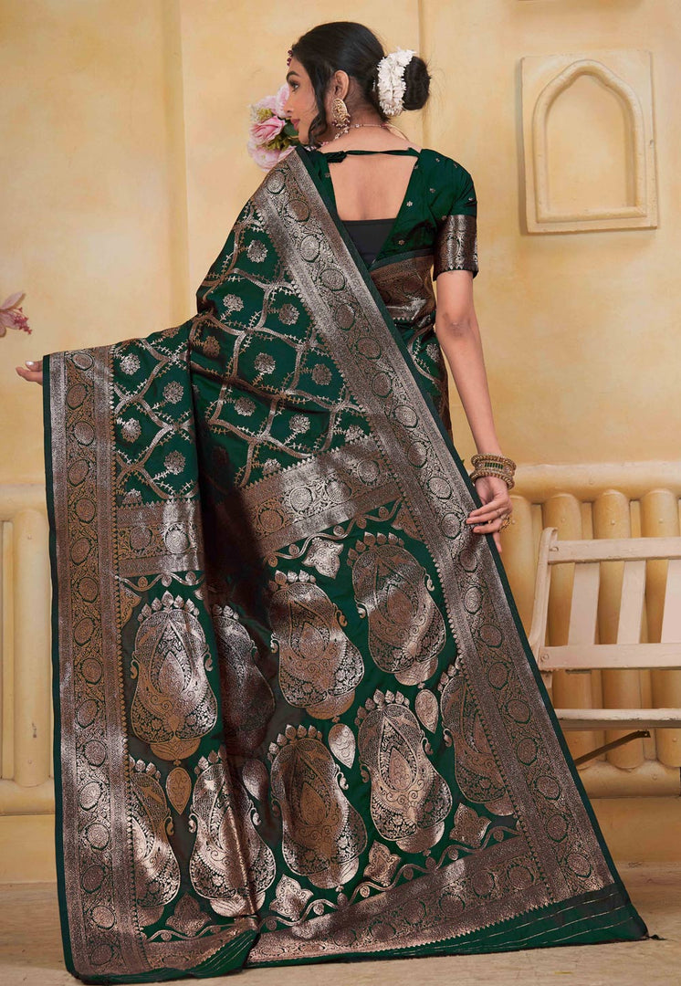 Green Silk Saree With Blouse