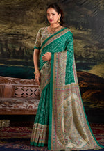 Load image into Gallery viewer, Green Silk Saree With Blouse
