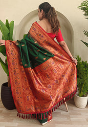 Green Silk Saree With Blouse