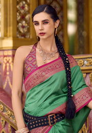 Green Silk Saree With Blouse