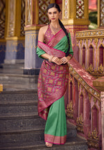 Load image into Gallery viewer, Green Silk Saree With Blouse
