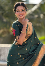 Load image into Gallery viewer, Green Silk Saree With Blouse
