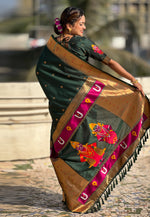 Load image into Gallery viewer, Green Silk Saree With Blouse

