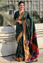 Load image into Gallery viewer, Green Silk Saree With Blouse
