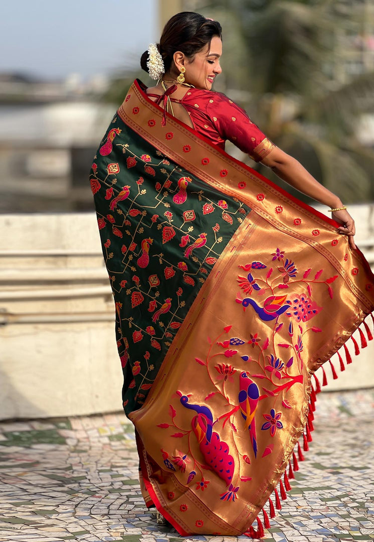Green Silk Saree With Blouse