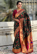 Load image into Gallery viewer, Green Silk Saree With Blouse
