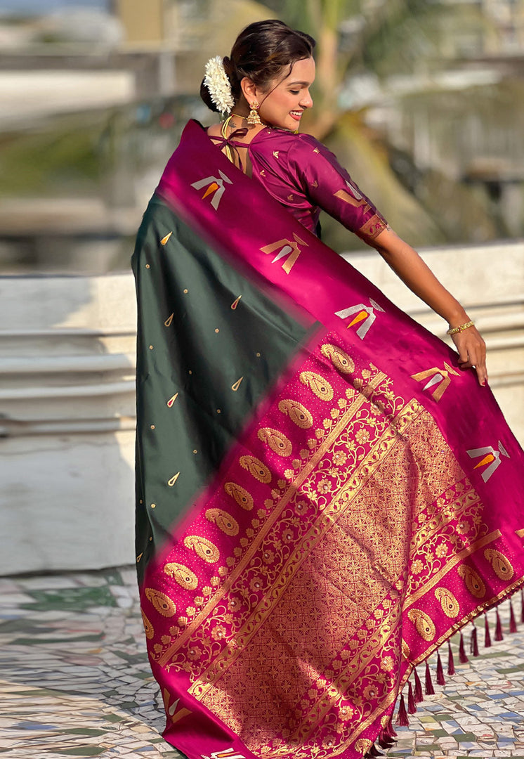 Green Silk Saree With Blouse