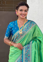 Load image into Gallery viewer, Green Silk Saree With Blouse
