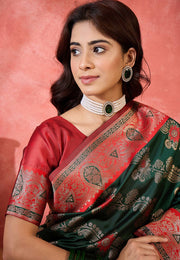Green Silk Saree With Blouse