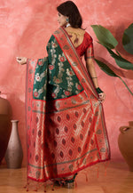 Load image into Gallery viewer, Green Silk Saree With Blouse
