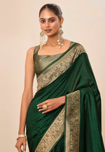 Load image into Gallery viewer, Green Silk Saree With Blouse
