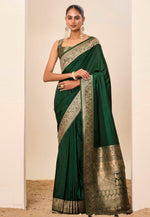 Load image into Gallery viewer, Green Silk Saree With Blouse
