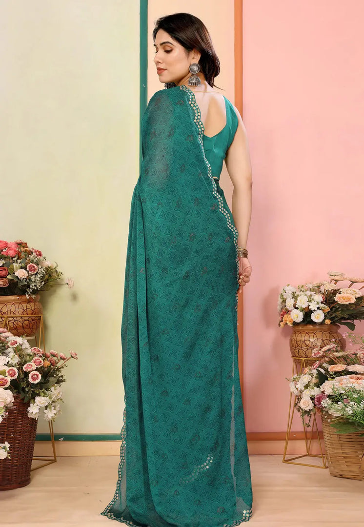 Green Silk Saree With Blouse