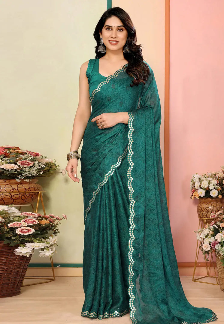 Green Silk Saree With Blouse