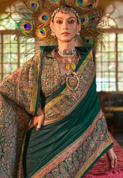 Green Silk Saree With Blouse