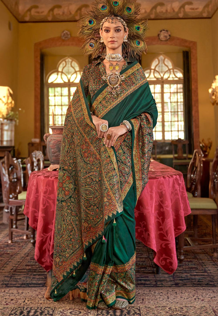 Green Silk Saree With Blouse