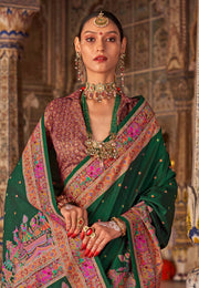 Green Silk Saree With Blouse