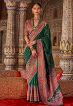 Load image into Gallery viewer, Green Silk Saree With Blouse
