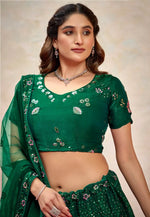 Load image into Gallery viewer, Green Silk Wedding Lehenga Choli
