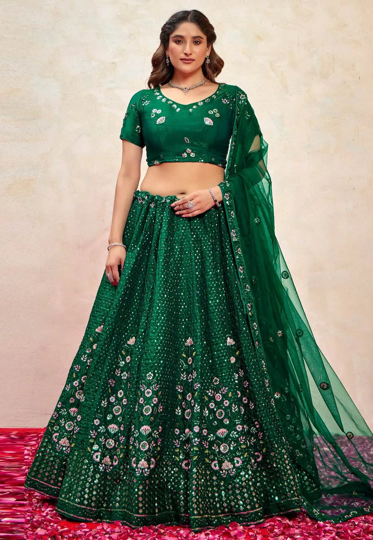 Green Silk Wedding Lehenga Choli