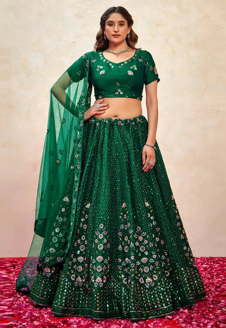 Green Silk Wedding Lehenga Choli