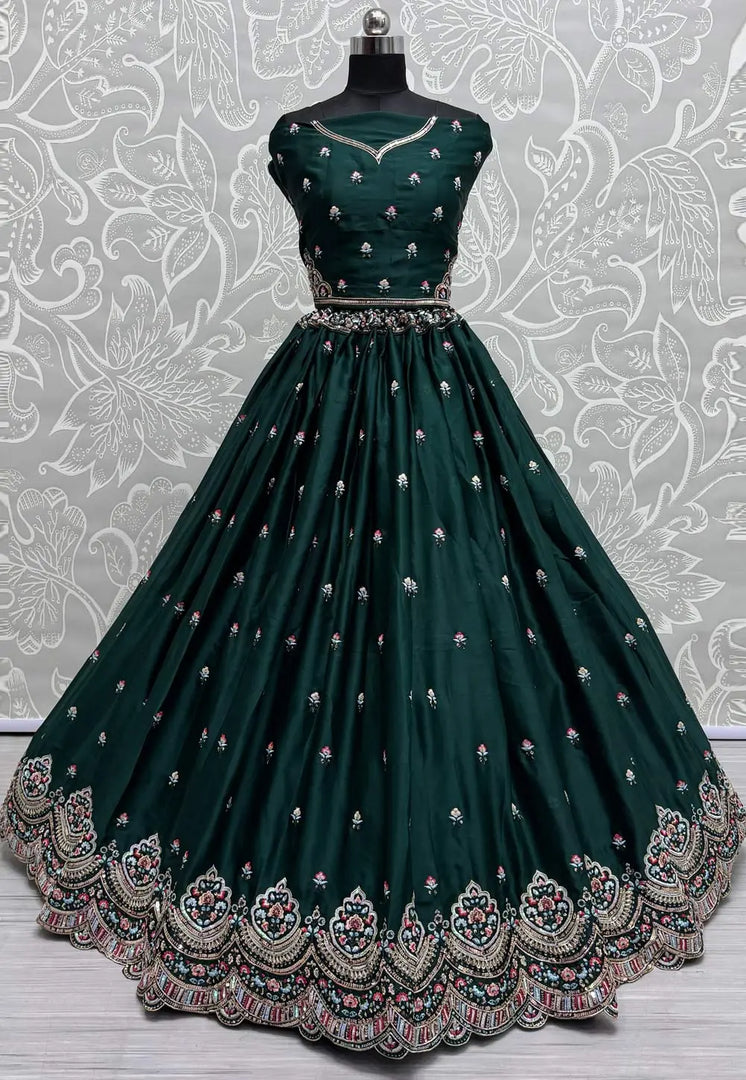 Green Silk Wedding Lehenga Choli