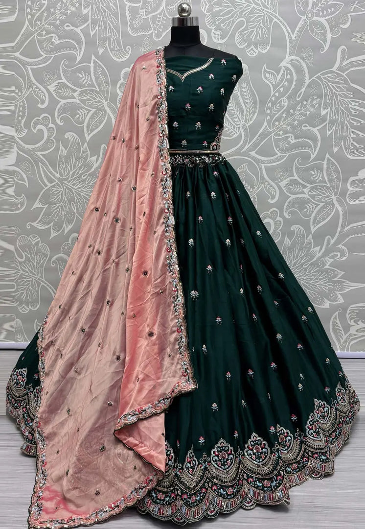 Green Silk Wedding Lehenga Choli