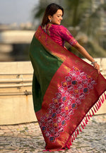 Load image into Gallery viewer, Green Tissue Saree With Blouse
