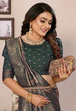 Load image into Gallery viewer, Green Tissue Silk Saree With Blouse

