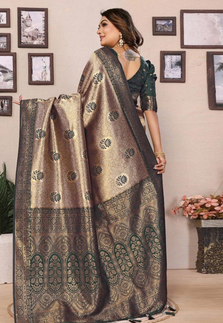Green Tissue Silk Saree With Blouse