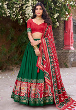 Load image into Gallery viewer, Green Tussar Silk Lehenga Choli
