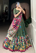 Load image into Gallery viewer, Green Tussar Silk Lehenga Choli
