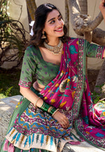 Load image into Gallery viewer, Green Tussar Silk Lehenga Choli
