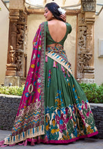 Load image into Gallery viewer, Green Tussar Silk Lehenga Choli
