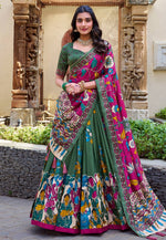 Load image into Gallery viewer, Green Tussar Silk Lehenga Choli
