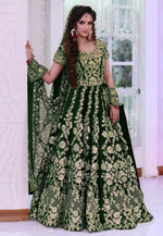 Load image into Gallery viewer, Green Velvet Bridal Lehenga Choli
