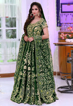 Load image into Gallery viewer, Green Velvet Bridal Lehenga Choli
