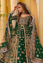 Load image into Gallery viewer, Green Velvet Indo Western Lehenga Choli
